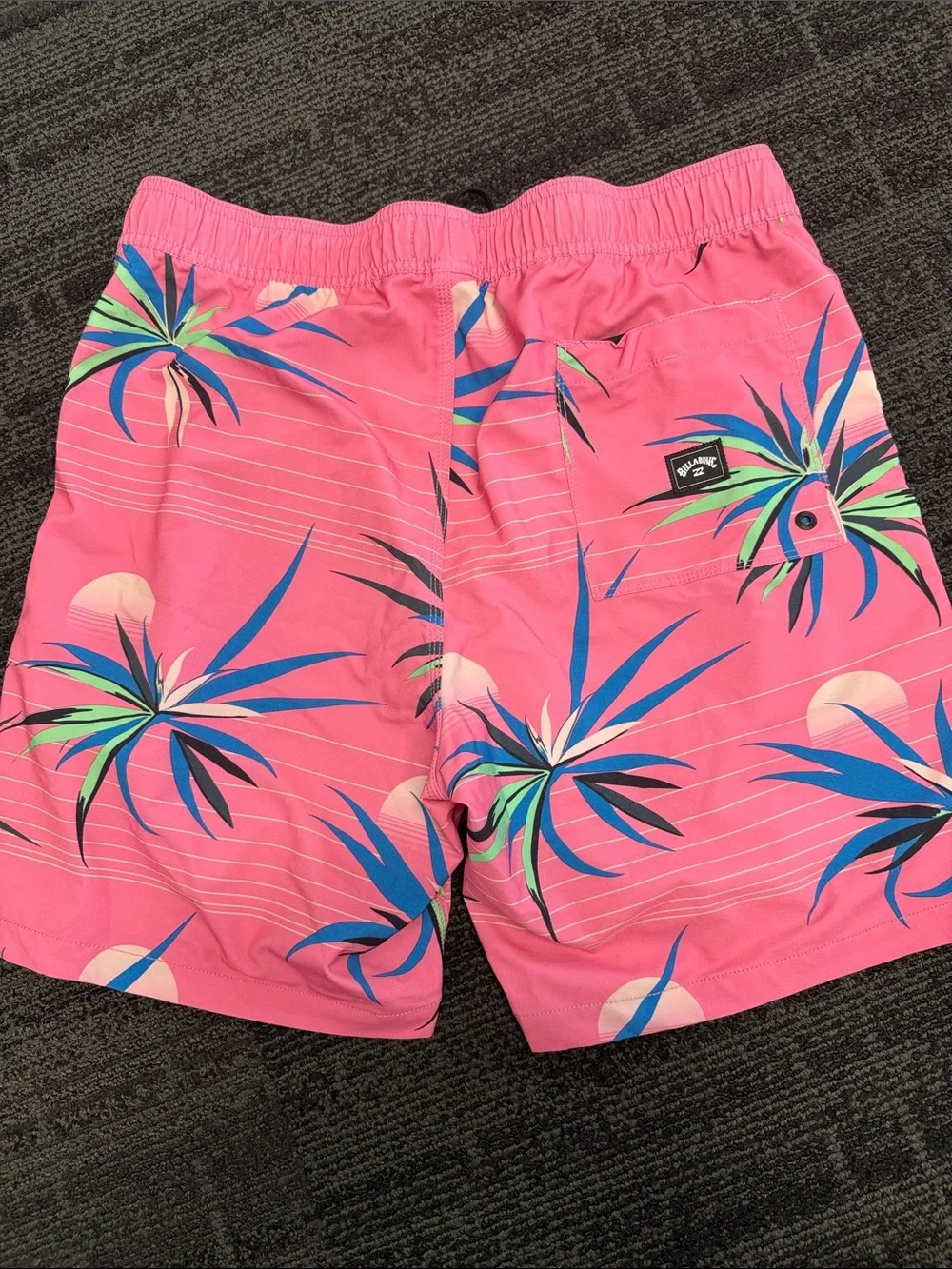 Billabong Pink Tropical Palm Print Swim Shorts